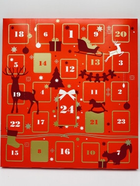 Calendrier de l'avent rouge garniture noire
