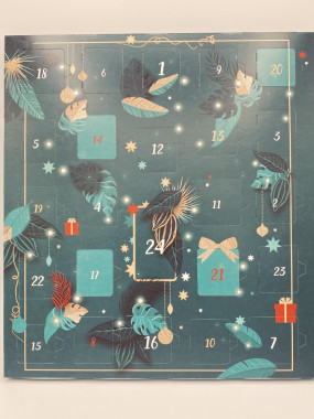 Calendrier de l'avent vert garniture noire