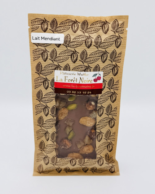 Tablette chocolat lait mendiant 150grs